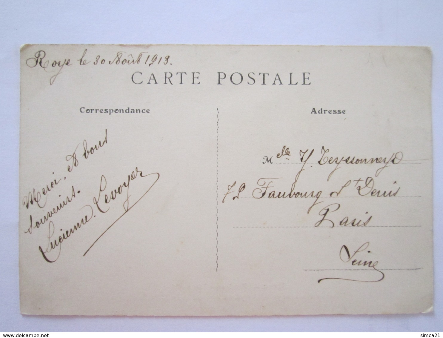 CARTE POSTALE ROYE PENSIONNAT JEANNE D'ARC 1913 - Roye