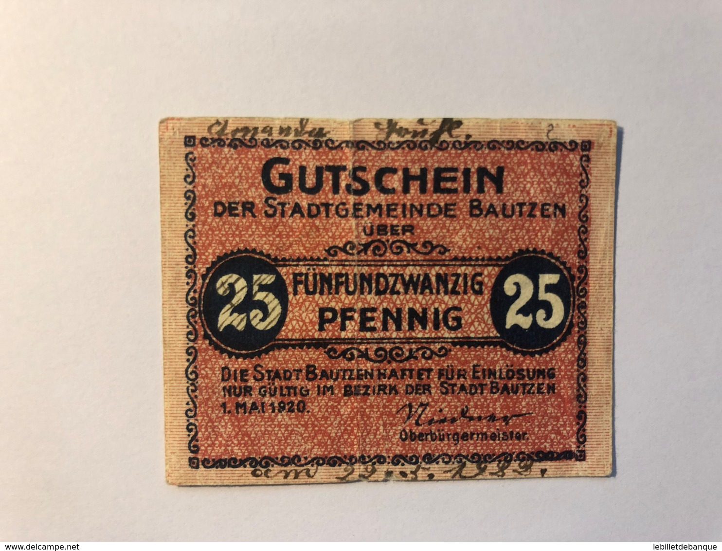 Allemagne Notgeld Bautzen 25 Pfennig - Collections