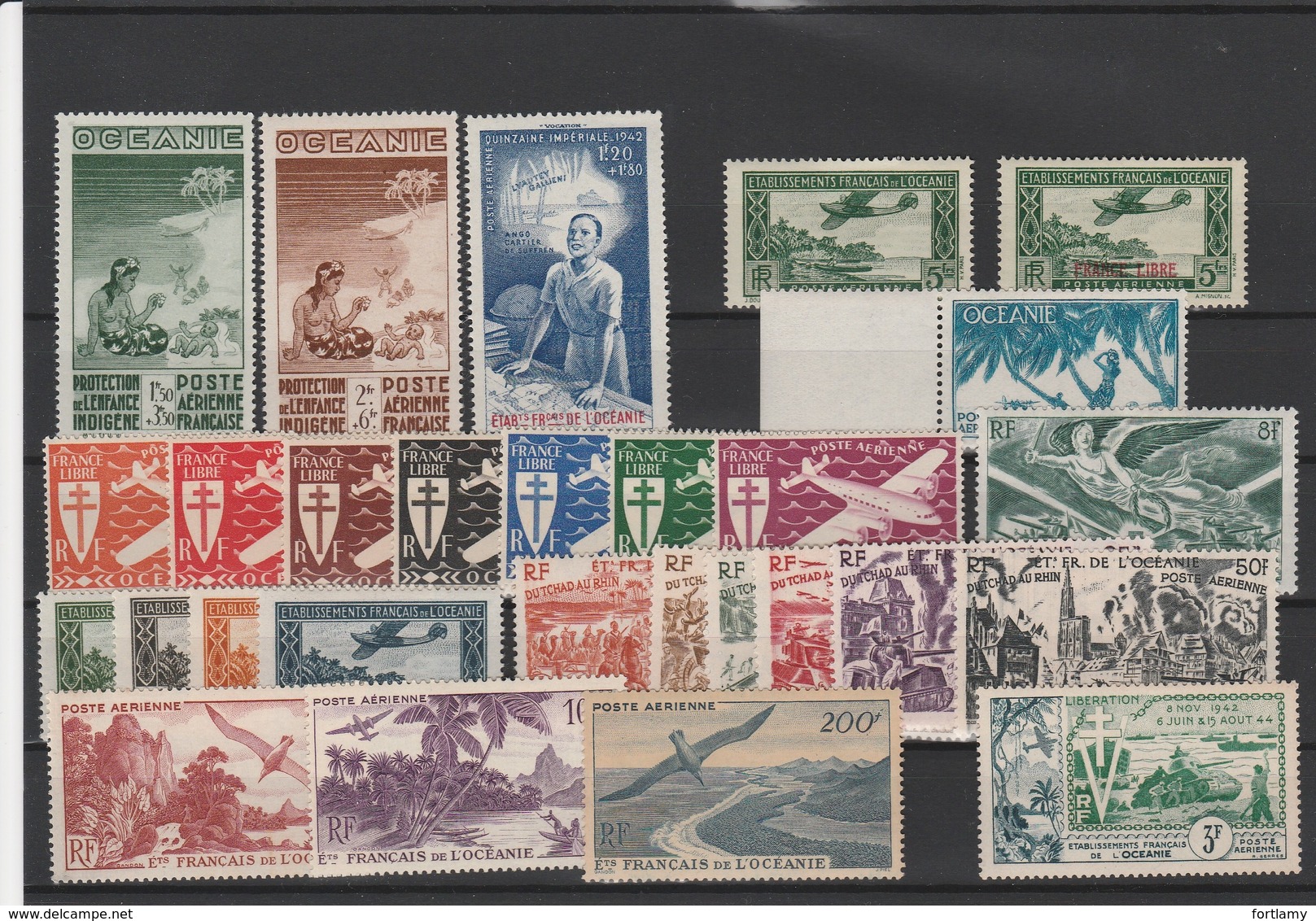 LOT 7 OCEANIE PA N°4-5-6-1-3 - 7 à  28 - 31 ** - Airmail