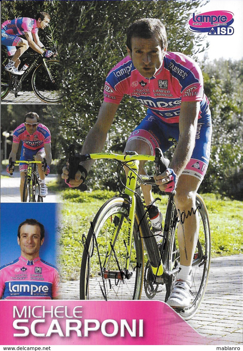 CARTE CYCLISME MICHELE SCARPONI SIGNEE TEAM LAMPRE - ISD 2011 - Cyclisme