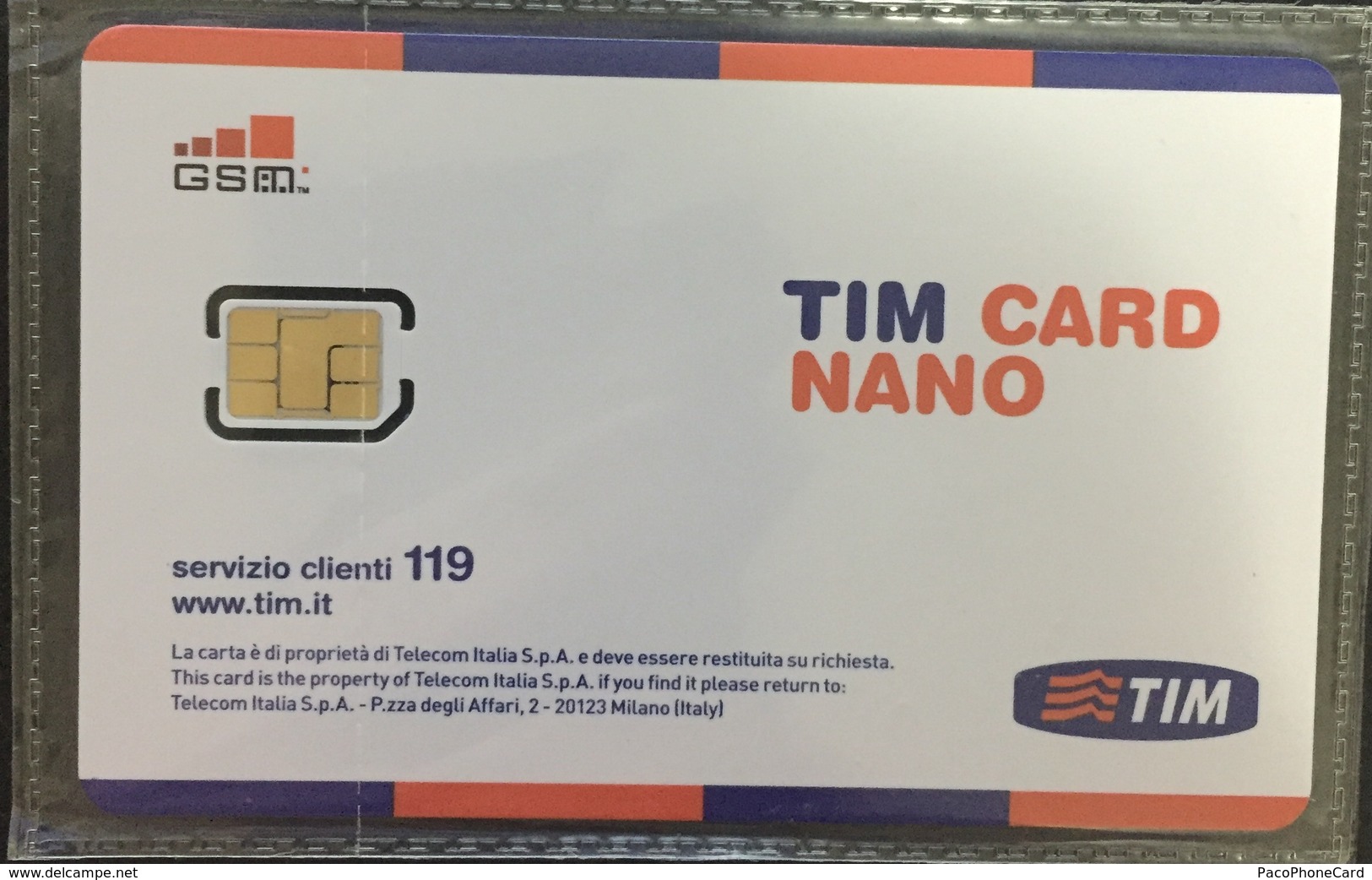 Paco \ ITALIA \ TIM \ IT-TIM-GSM-0017A \ TIM Card NANO - Schede GSM, Prepagate & Ricariche