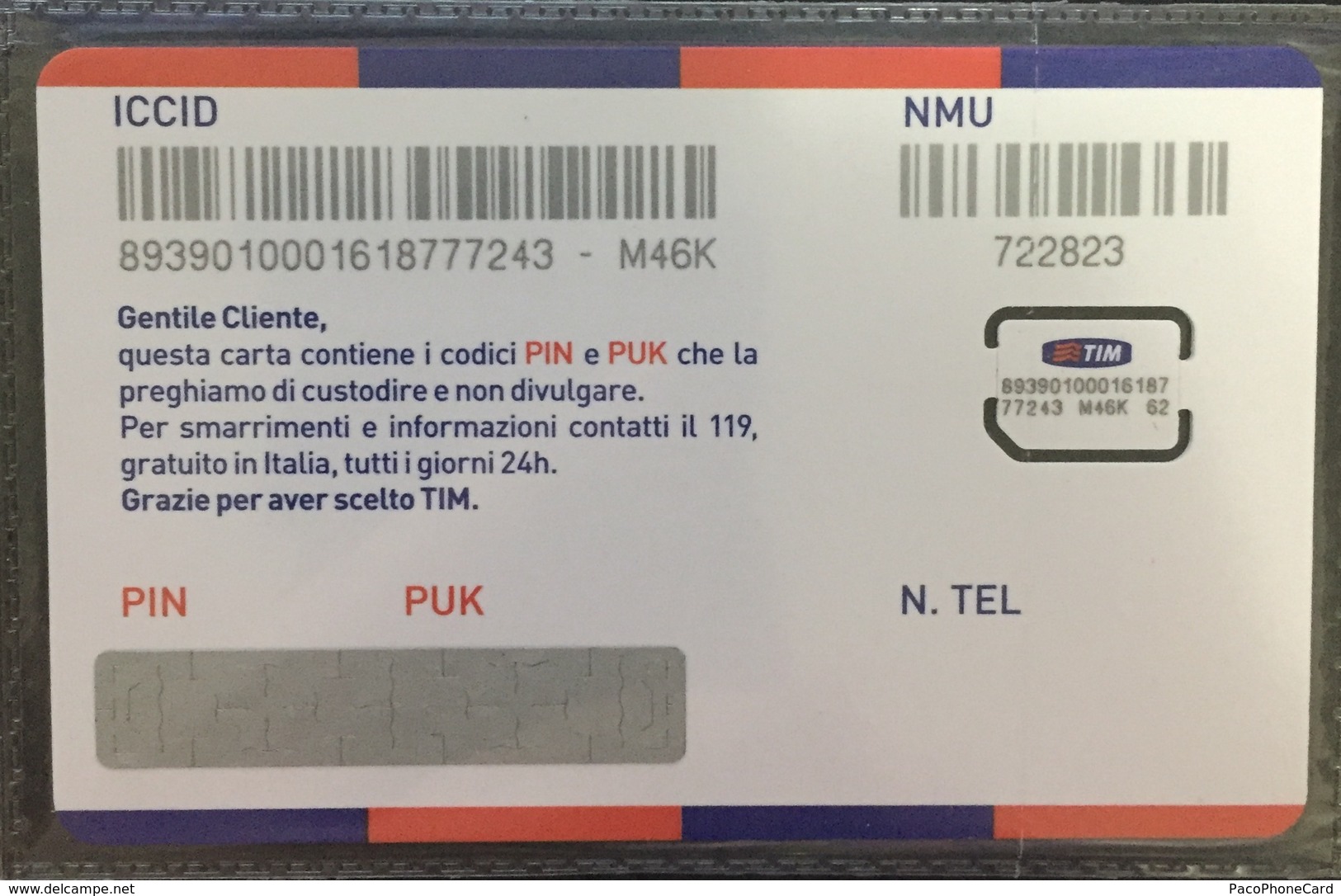 Paco \ ITALIA \ TIM \ IT-TIM-GSM-0017A \ TIM Card NANO - Schede GSM, Prepagate & Ricariche