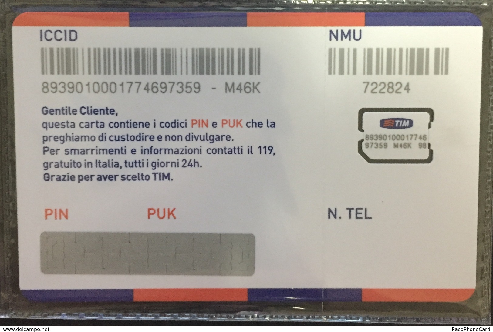 Paco \ ITALIA \ TIM \ IT-TIM-GSM-0017 ? \ TIM Card NANO - Schede GSM, Prepagate & Ricariche