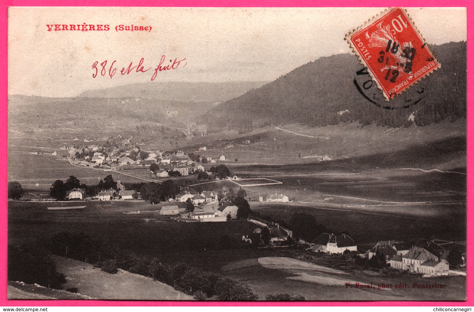 Suisse - Verrières - Vue Générale - Vallée - Edit. F. MOREL - 1912 - Edité Sous Les Auspices Du Syndicat D'Initiative - Les Verrières