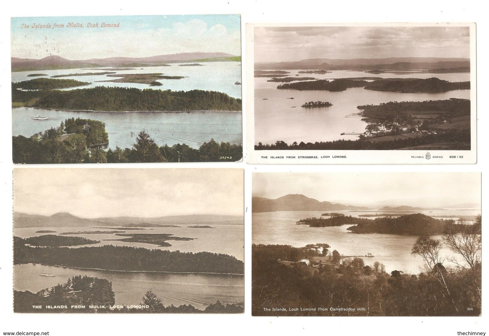 FOUR SCOTTISH POSTCARDS OF THE ISLES ISLANDS FROM LOCH LOMOND SCOTTISH ISLANDS - Stirlingshire