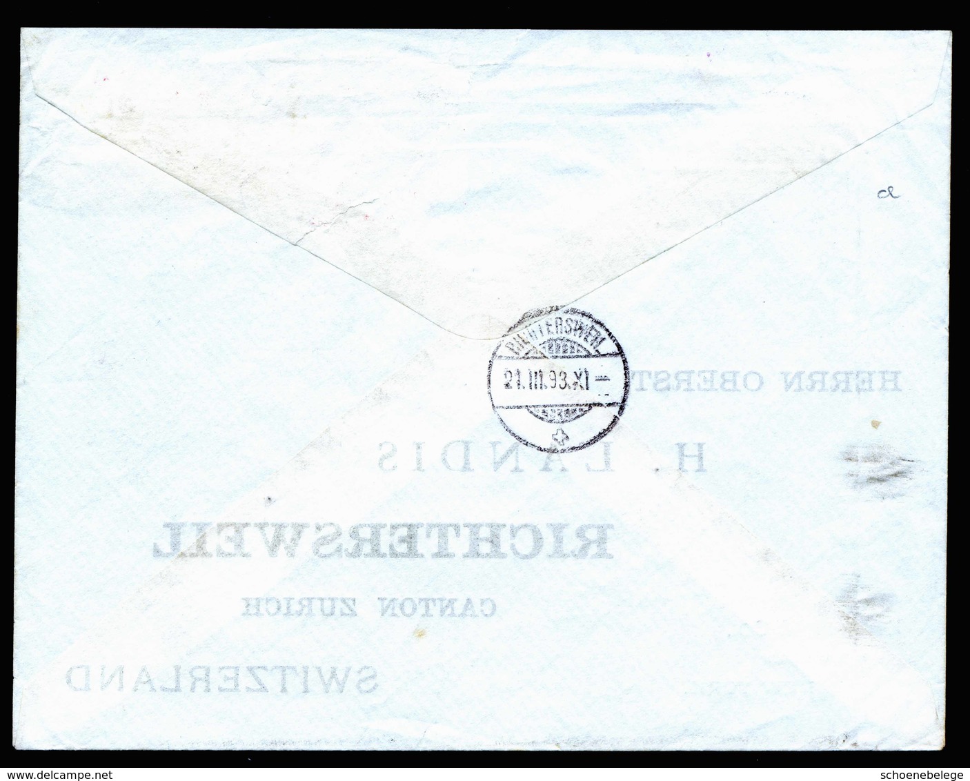 A6158) US Schwerer Brief New York 1893 N. Richtersweil / CH MeF 10c Columbus - Briefe U. Dokumente