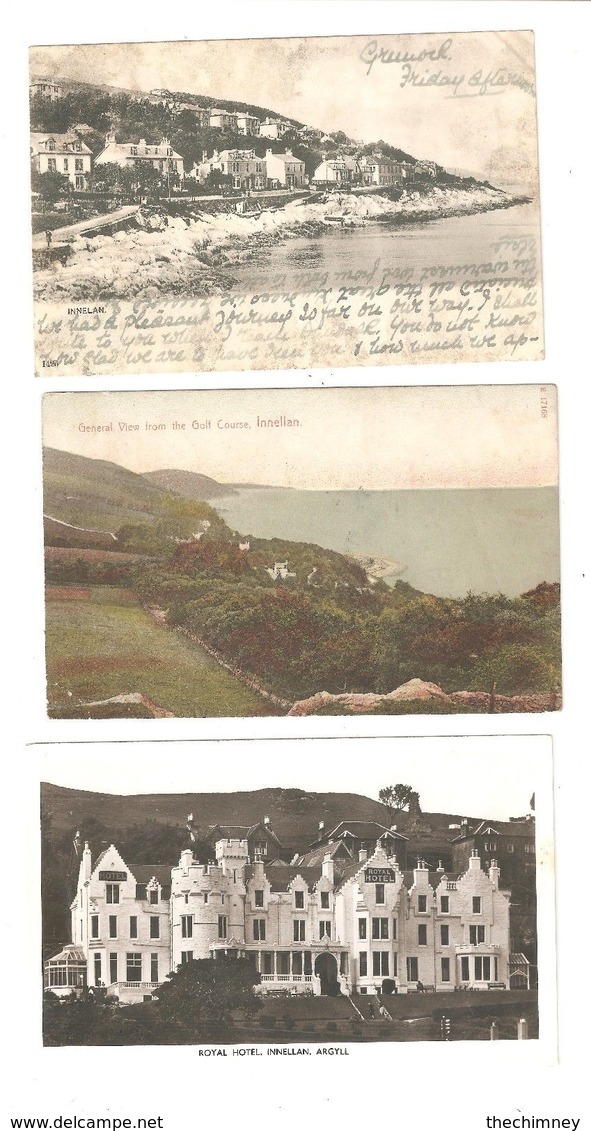 THREE INELLAN ARGYLLSHIRE OLD POSTCARDS SCOTLAND - Argyllshire