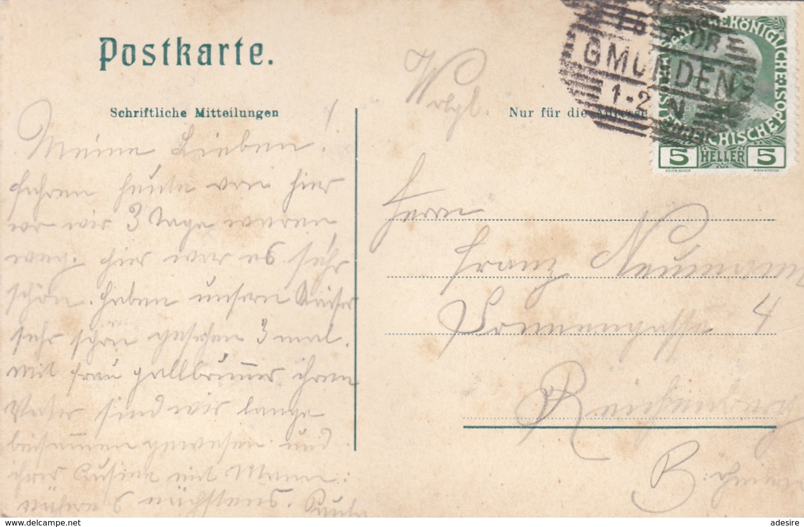 GMUNDEN (OÖ) Vom Calvarienberg, Reliefkarte Gel.1908, Bahnpost - Croazia