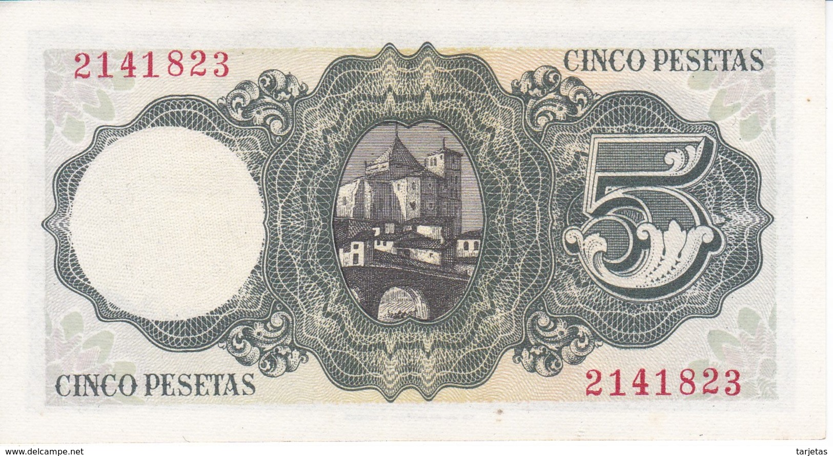 BILLETE DE ESPAÑA DE 5 PTAS DEL 16/08/1951 SIN SERIE (SIN CIRCULAR-UNCIRCULATED) (BANKNOTE) - 5 Pesetas