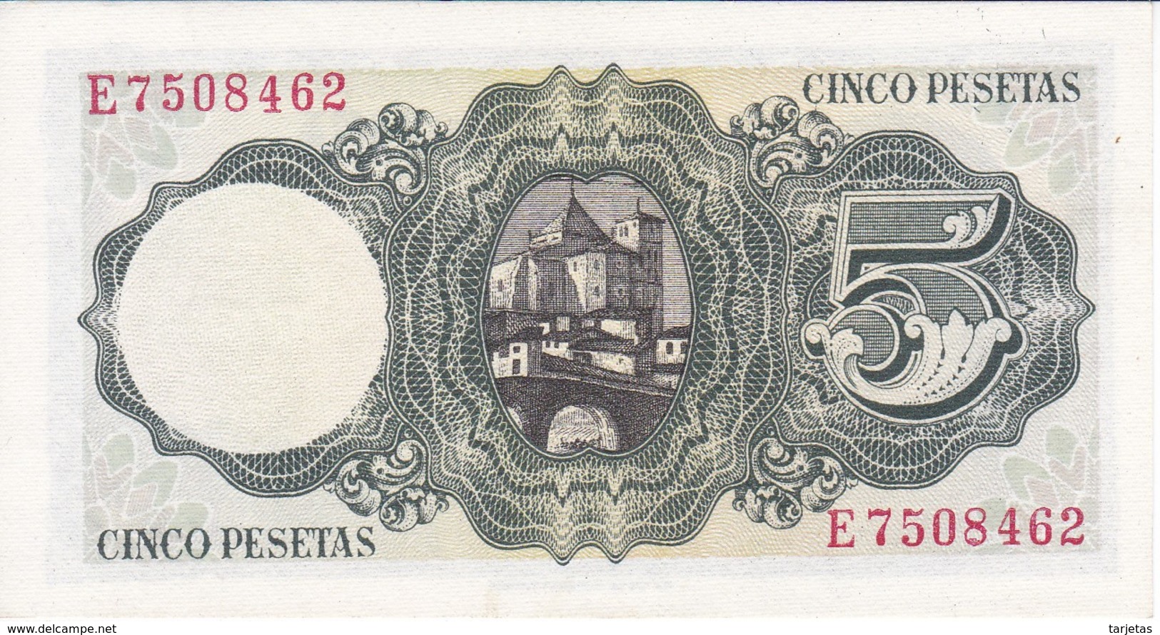 BILLETE DE ESPAÑA DE 5 PTAS DEL 16/08/1951 SERIE E (SIN CIRCULAR-UNCIRCULATED)    (BANKNOTE) - 5 Pesetas