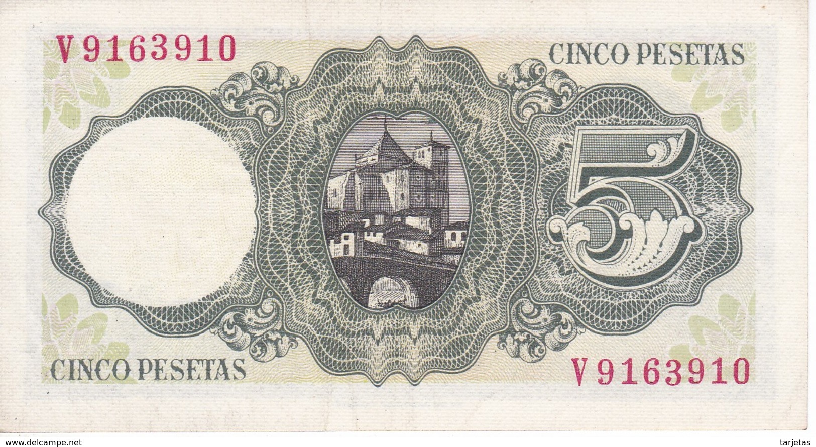 BILLETE DE ESPAÑA DE 5 PTAS DEL 16/08/1951 SERIE V EN CALIDAD EBC  (XF)    (BANKNOTE) - 5 Pesetas