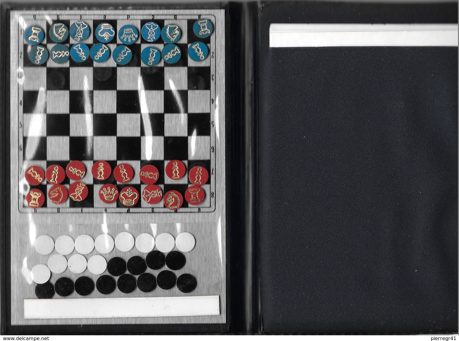 JEU PUBLICITERE-1955-CROISIERES MARITIMES  PAQUET- JEU DAMES&ECHECS Magnetique-Ft17x12Cm Avec Etui Plastic Bleu NEUF-TBE - Brain Teasers, Brain Games