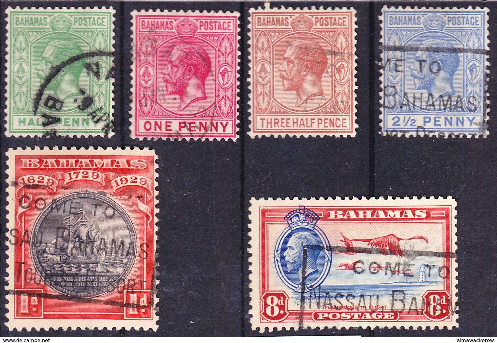 Bahamas 1921-1935 Lot 3, Issues Under King George V., Wmk. Crown Script CA, Used O - 1859-1963 Crown Colony