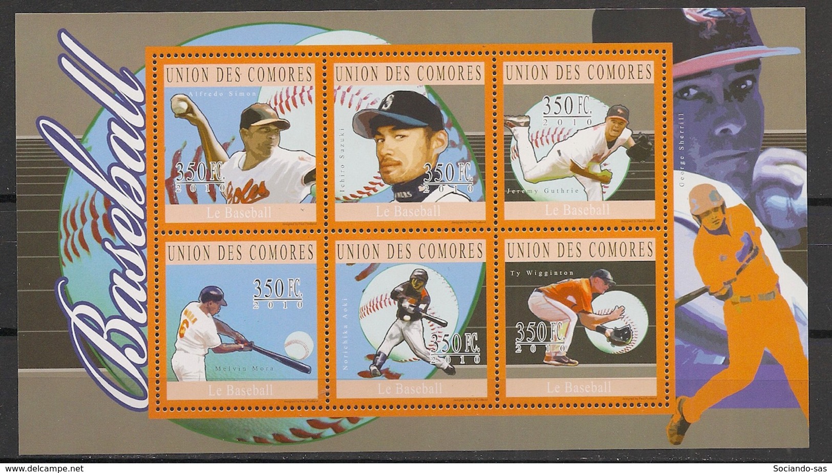 Comores - 2010 - N°Yv. 2053 à 2058 - Base-Ball - Neuf Luxe ** / MNH / Postfrisch - Baseball