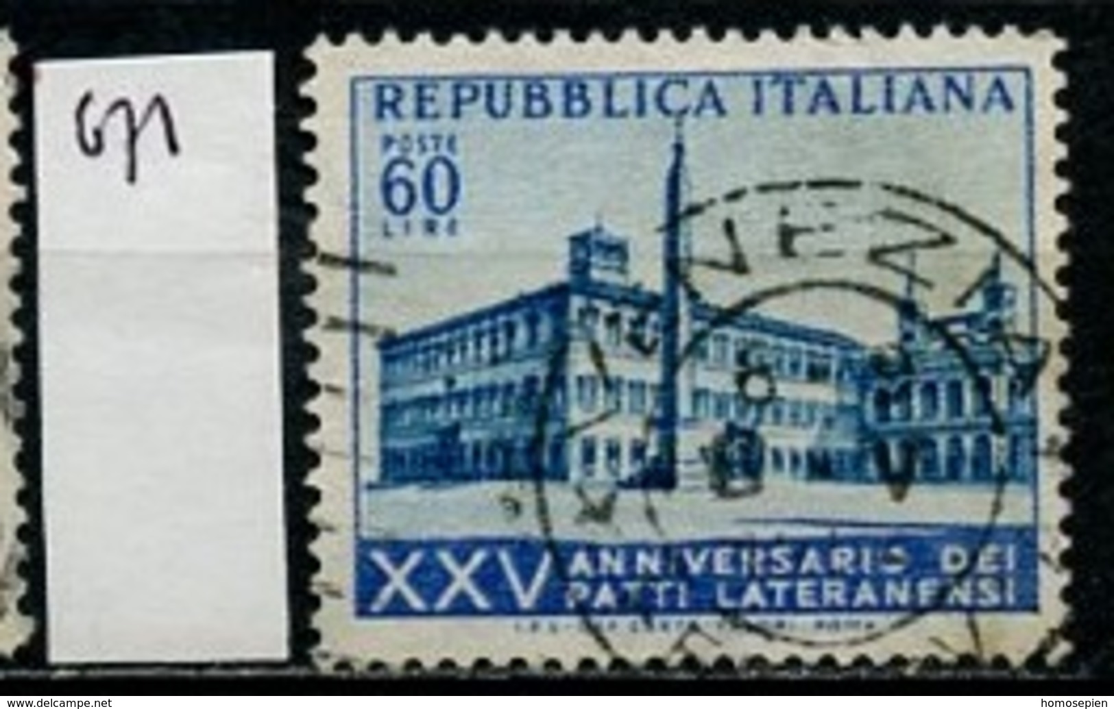 Italie - Italy - Italien 1954 Y&T N°671 - Michel N°907 (o) - 60l Les Accords De Latran - 1946-60: Usati