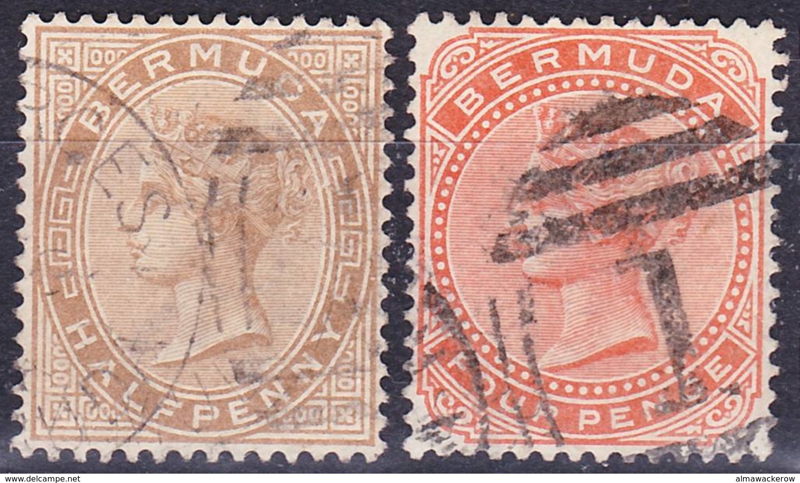 Bermuda 1880 QV Definitives Wmk Crown CC Mi 11-12 Used O, I Sell My Collection! - Bermudes