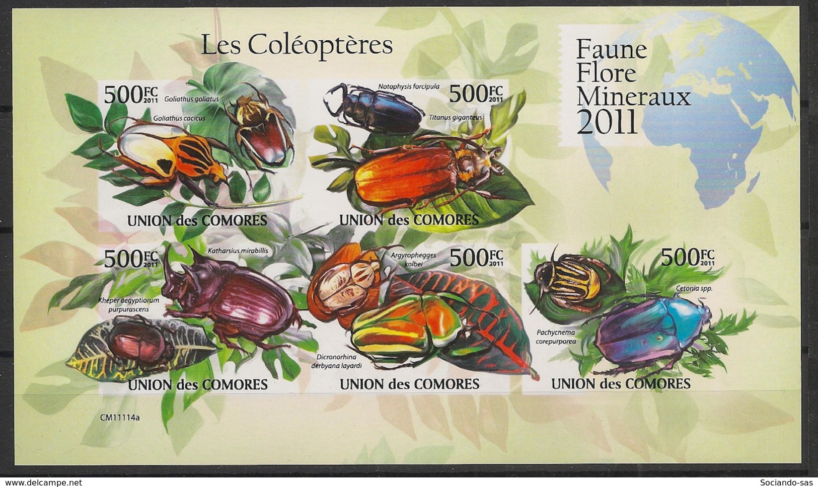 Comores - 2011 - N°Yv. 2190 à 2194 - Coléoptères - Non Dentelé / Imperf. - Neuf Luxe ** / MNH / Postfrisch - Autres & Non Classés