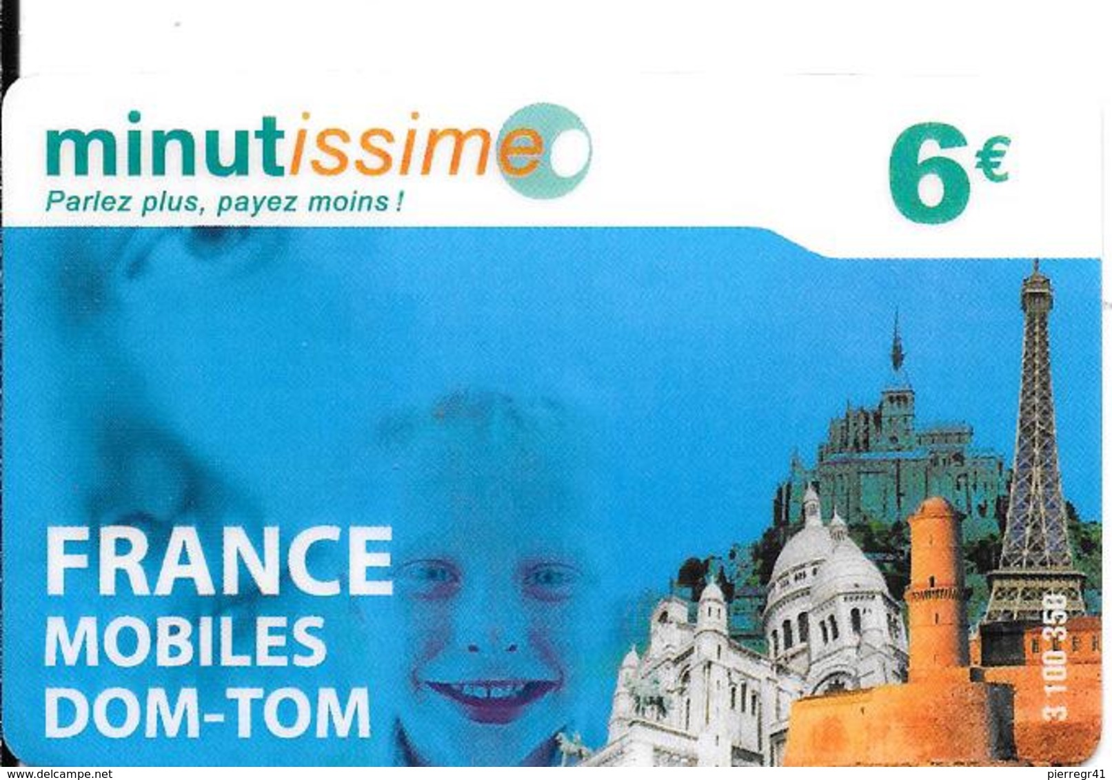 CARTE PREPAYEE-MINUTISSIME--6€- NEUF TELECOM-ENFANTS-MONUMENTS -Sans Date-V°2 Cadres Vert/Code SurFond Blanc-TBE - Autres & Non Classés