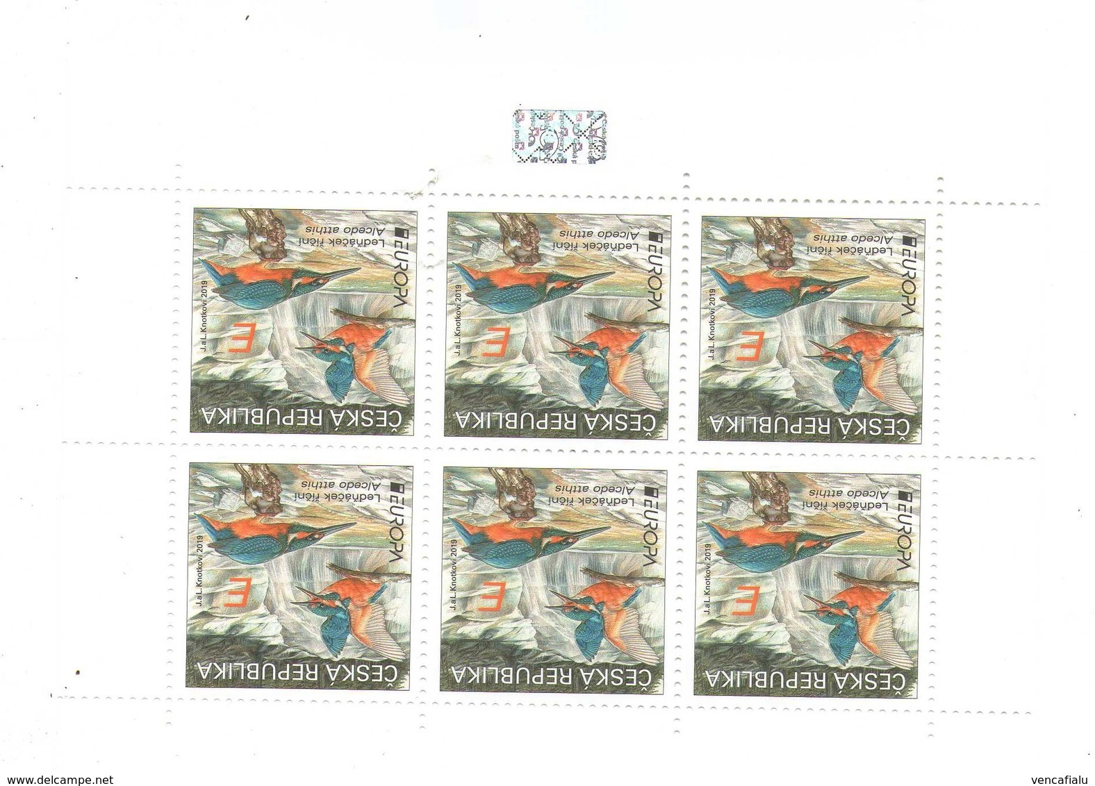 Czech Republic 2019 - Kingfisher, Europa CEPT, Block 6 Same Stamps,  MNH - Altri & Non Classificati