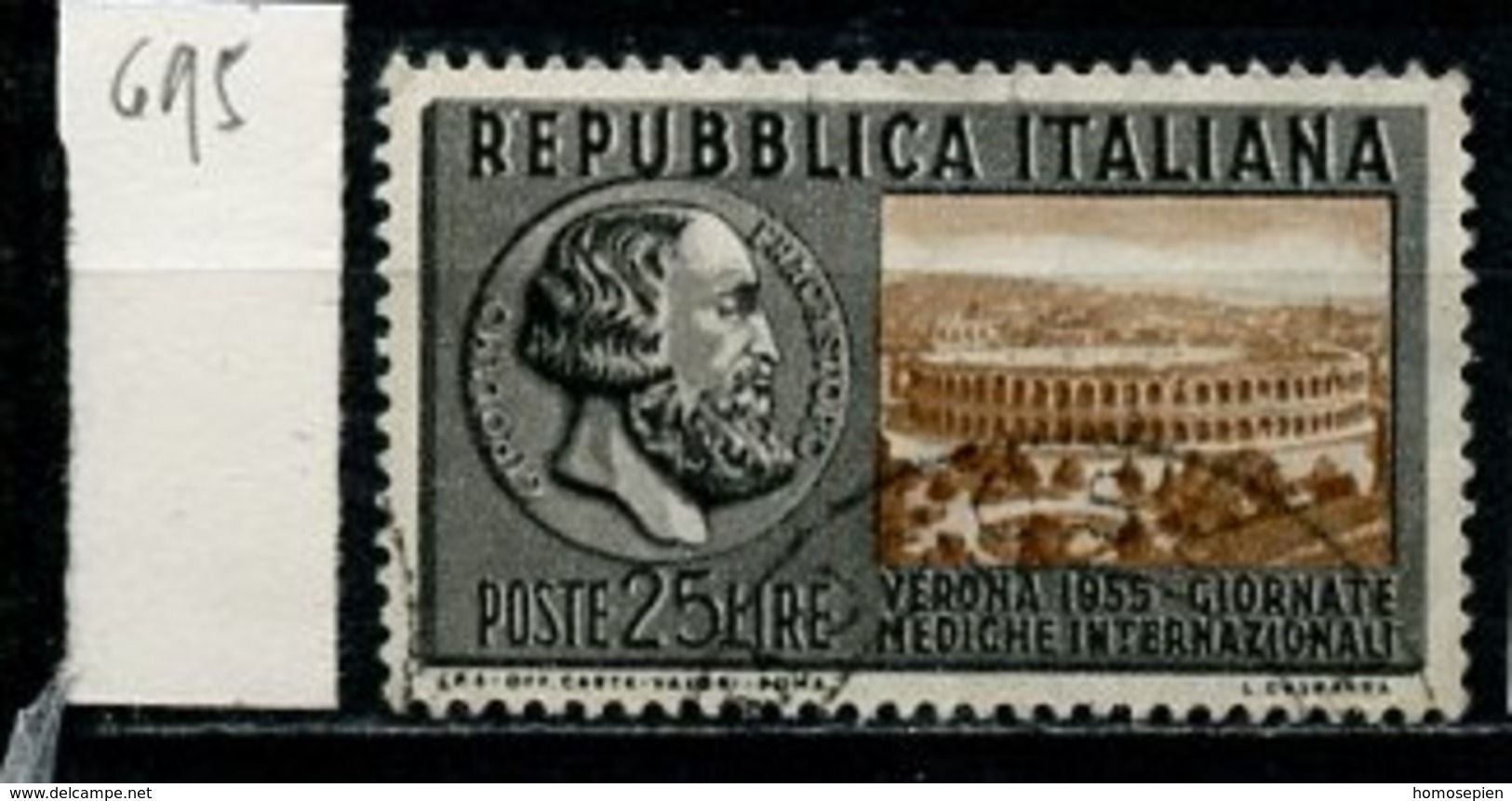 Italie - Italy - Italien 1955 Y&T N°695 - Michel N°946 (o) - 25l Journées Médicales - 1946-60: Oblitérés