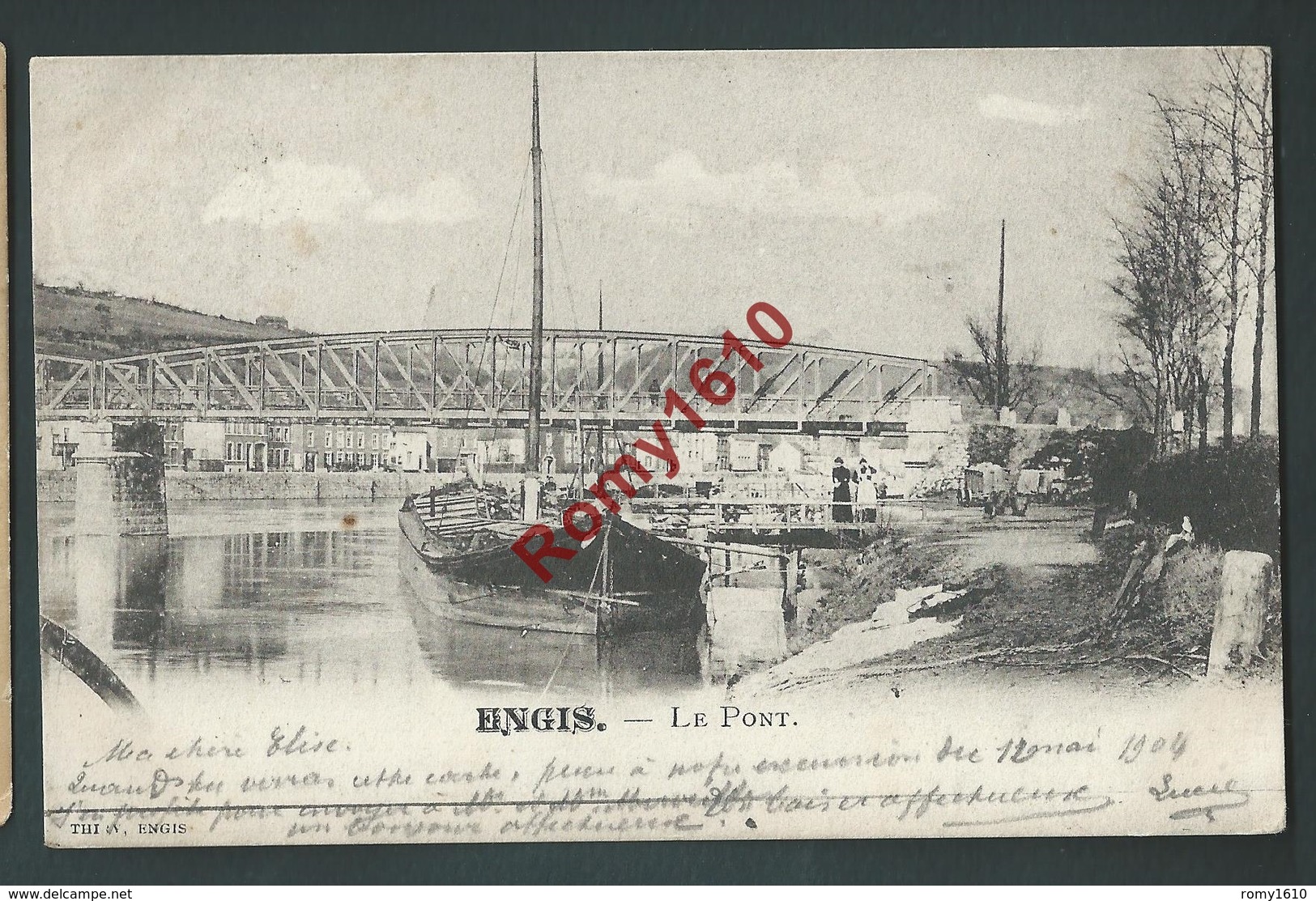 Engis - Le Pont. Bateau Et Petite Animation - Engis