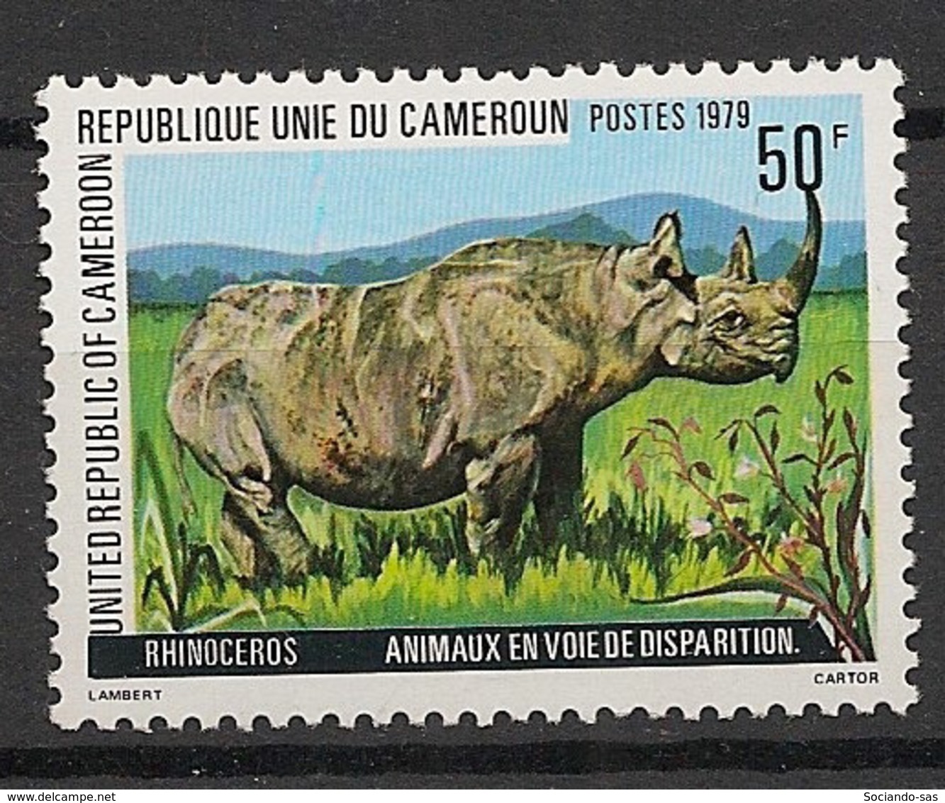 Cameroun - 1979 - N°Yv. 634 - Rhinocéros - Neuf Luxe ** / MNH / Postfrisch - Rhinoceros