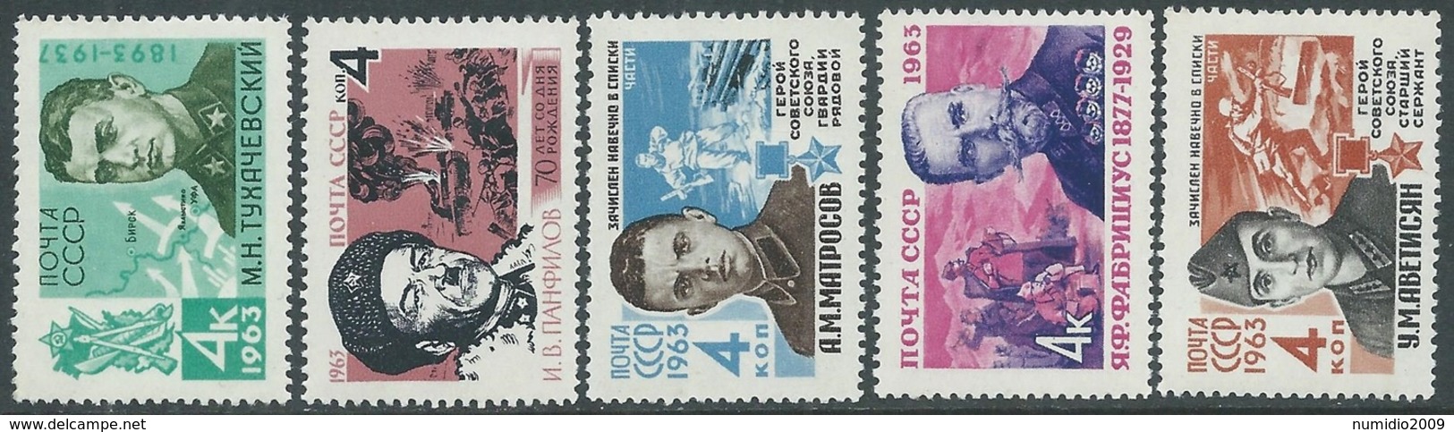 1963 RUSSIA ARMATA ROSSA E EROI SOVIETICI MNH ** - UR1-5 - Nuevos