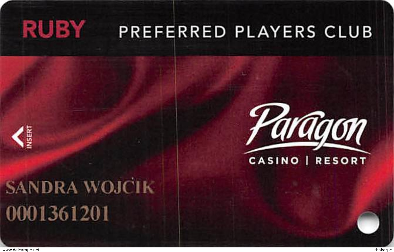 Paragon Casino - Marksville LA - Ruby Slot Card With LVP-796486-1 - Casino Cards