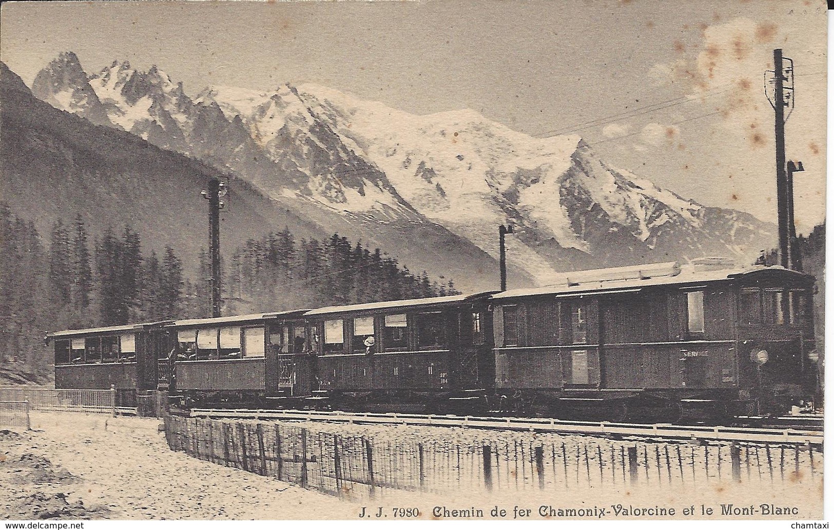 74 CHAMONIX MONT BLANC TRAIN PLM SNCF VALLEE DE CHAMONIX MONT BLANC ED JULLIEN FRERES JJ 7980 - Gares - Avec Trains