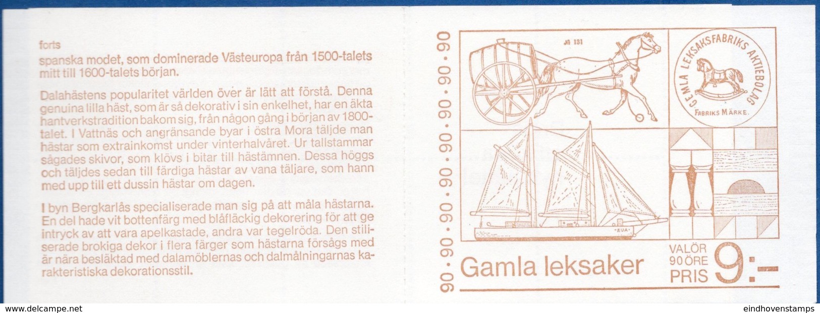 Sweden Sverige 1978 Christmas Stamp Booklet MNH Dolls, Toy Horse Ship Building Block - Marionetas