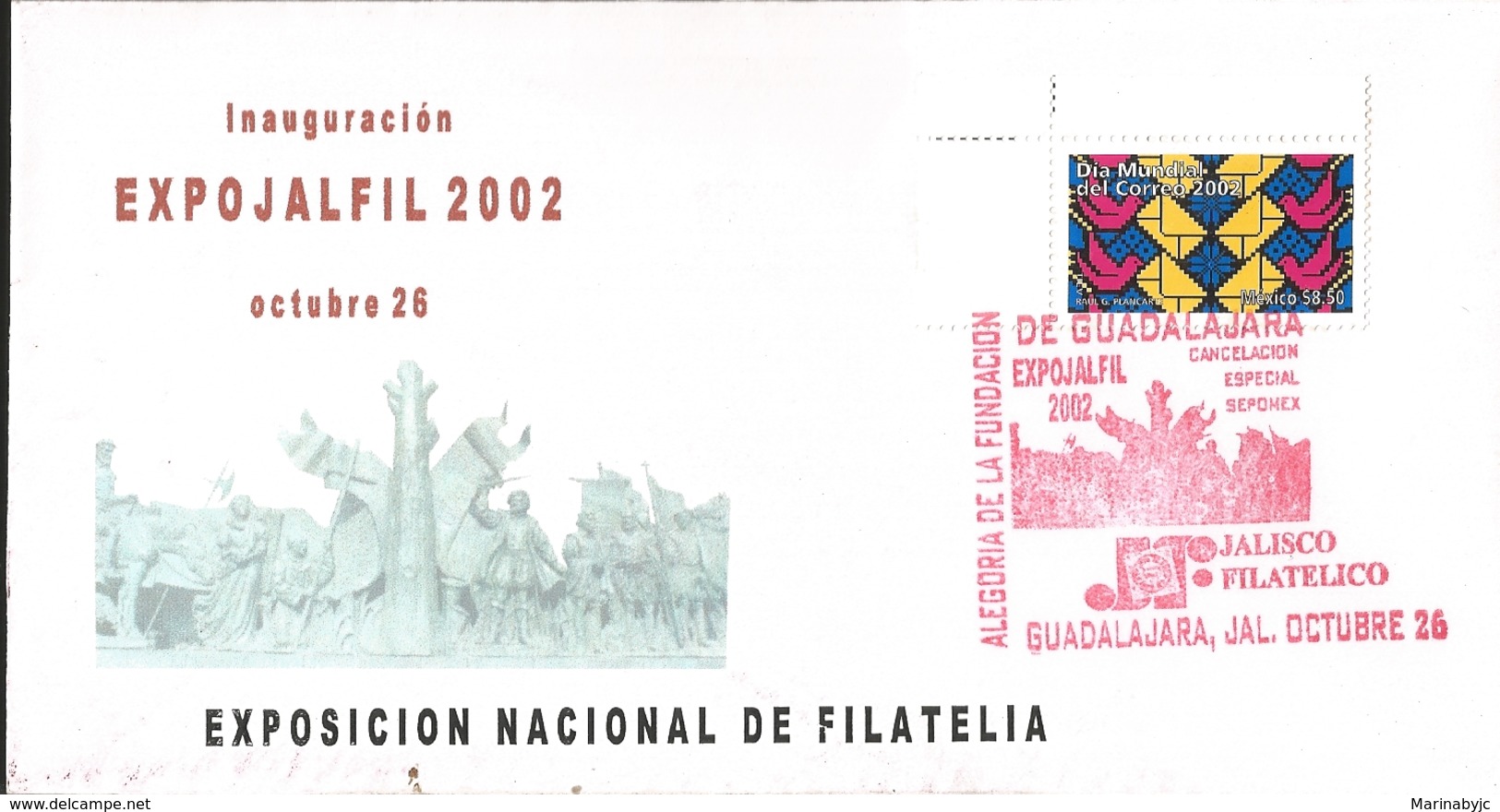 J) 2002 MEXICO, INAUGURATION EXPOJALFIL, NATIONAL PHILATELY EXHIBITION, SPECIAL CANCELLATION, FDC - Mexico