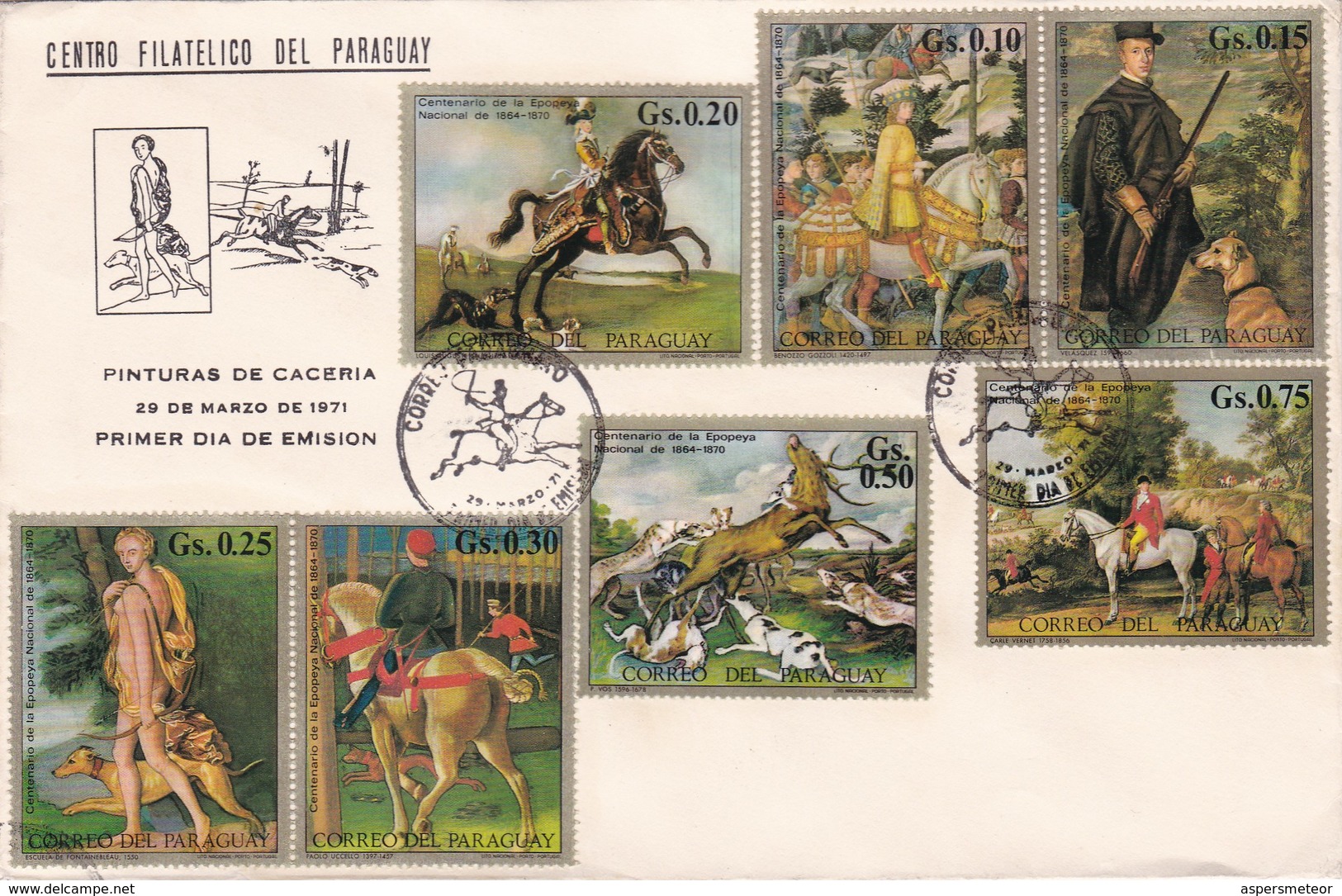 PINTURAS DE CACERIA FDC ÁRAGIAU 1971 MIXED STAMPS TBE - BLEUP - Paraguay