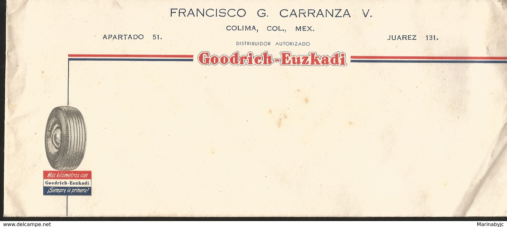 J) 1951 MEXICO, TIRE, GOODRICH-EUZCADI, ALWAYS THE FIRST, FDC - Mexico