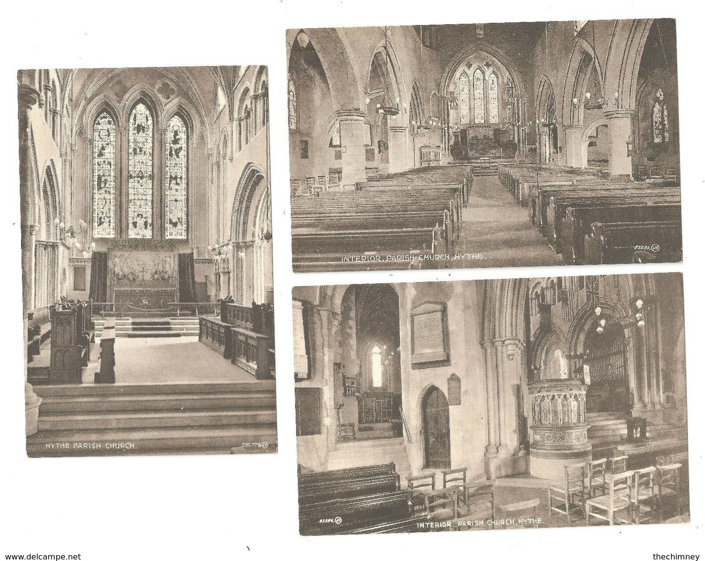 Three Hythe Church Interior Postcards Nr Folkstone - Other & Unclassified