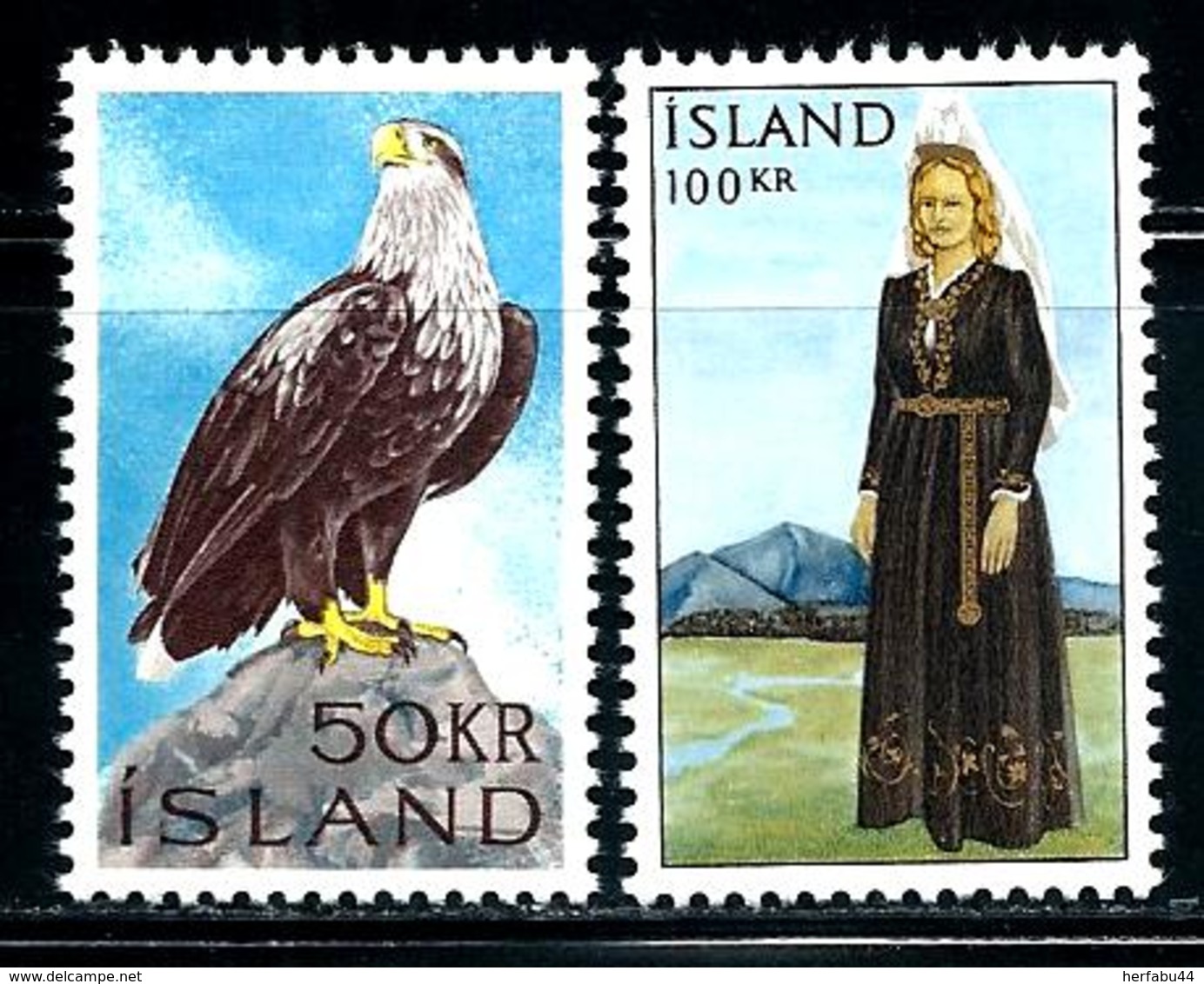 Iceland         " Eagle  & National Costume "       Set     SC# 378-79  MNH**   SCV$ 21.50 - Unused Stamps