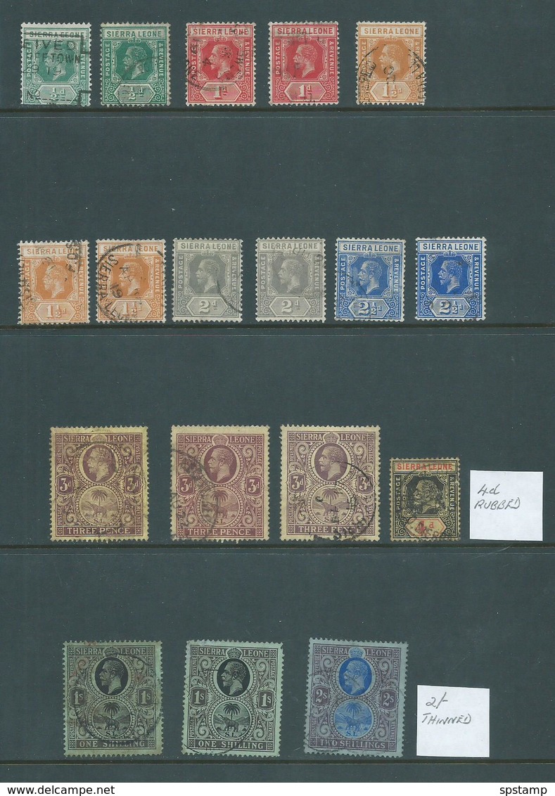 Sierra Leone 1912 - 1921 KGV Duplicated Group Of 18 , 1/2d To 2 Shilling Used - Sierra Leone (...-1960)