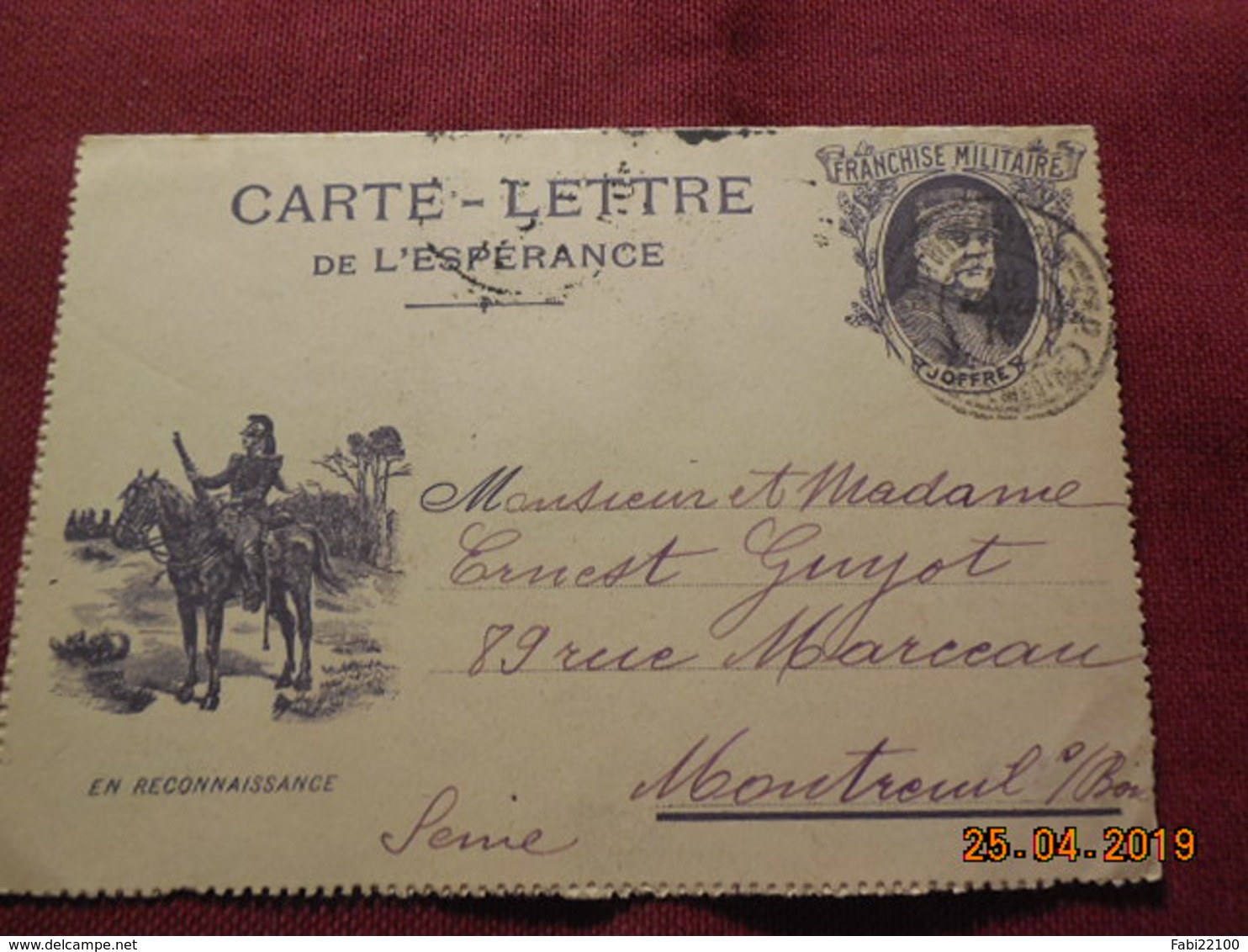 Carte-lettre De 1916 à Destination De Montreuil Sous Bois - Lettres & Documents