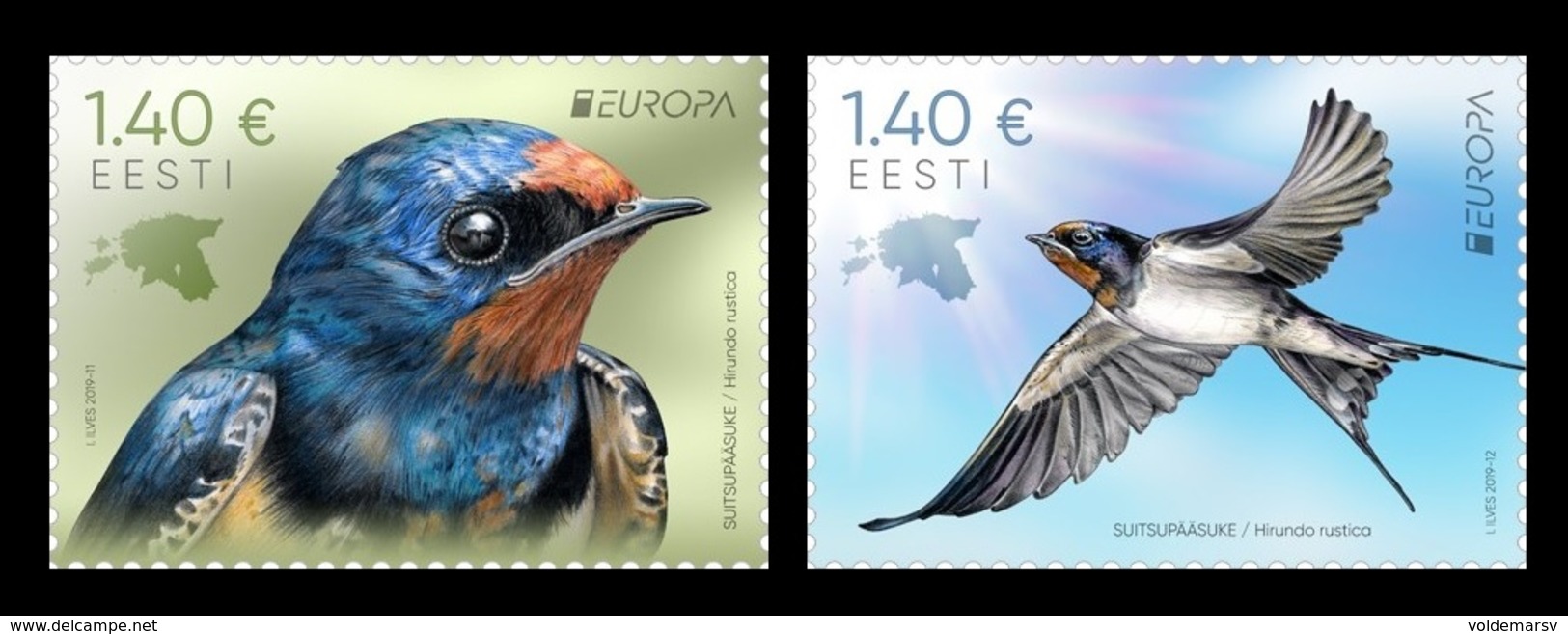 Estonia 2019 Mih. 953/54 Europa. National Birds. Fauna. Barn Swallows MNH ** - Estonie