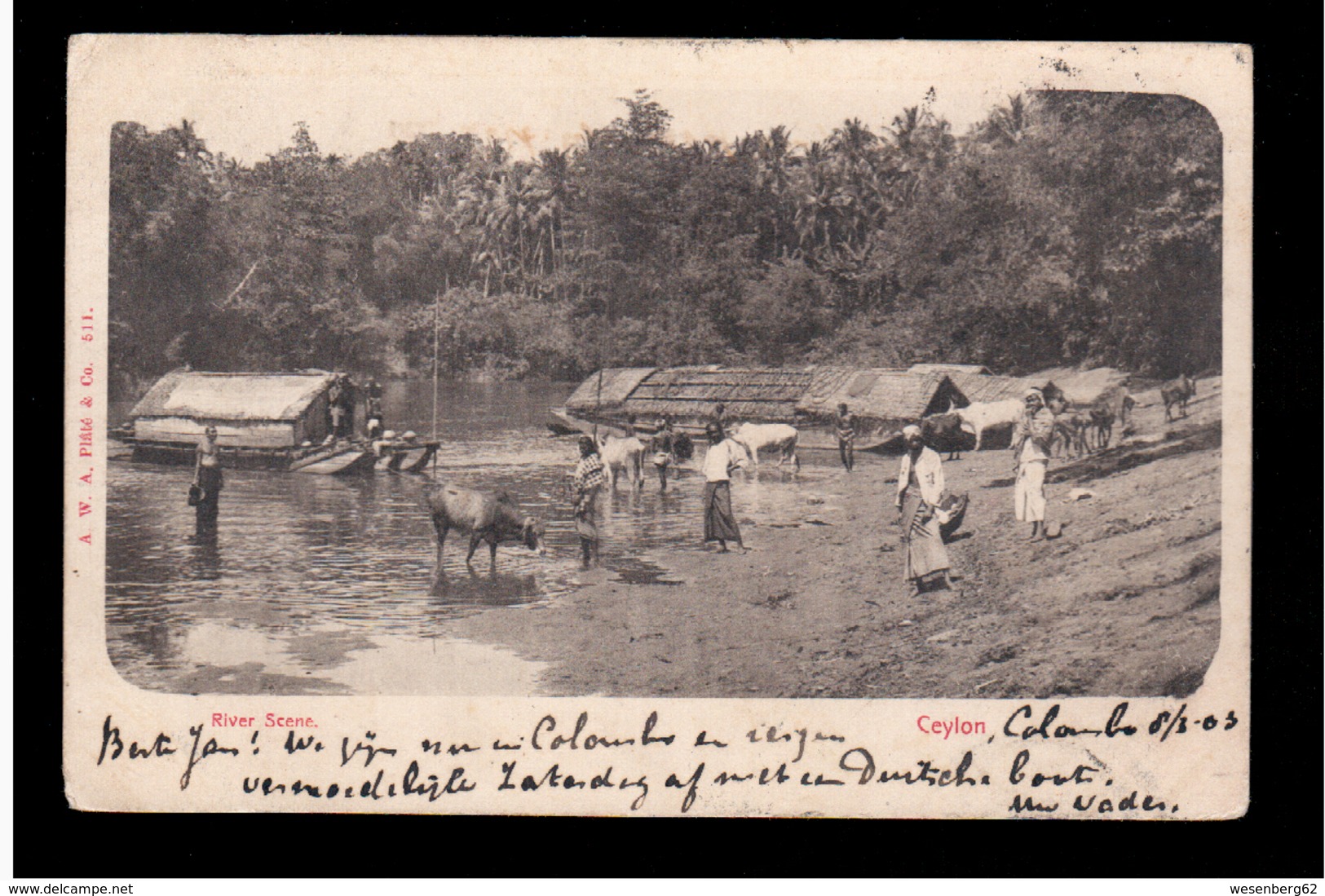 CEYLON  River Scene 1903 OLD POSTCARD - Sri Lanka (Ceylon)