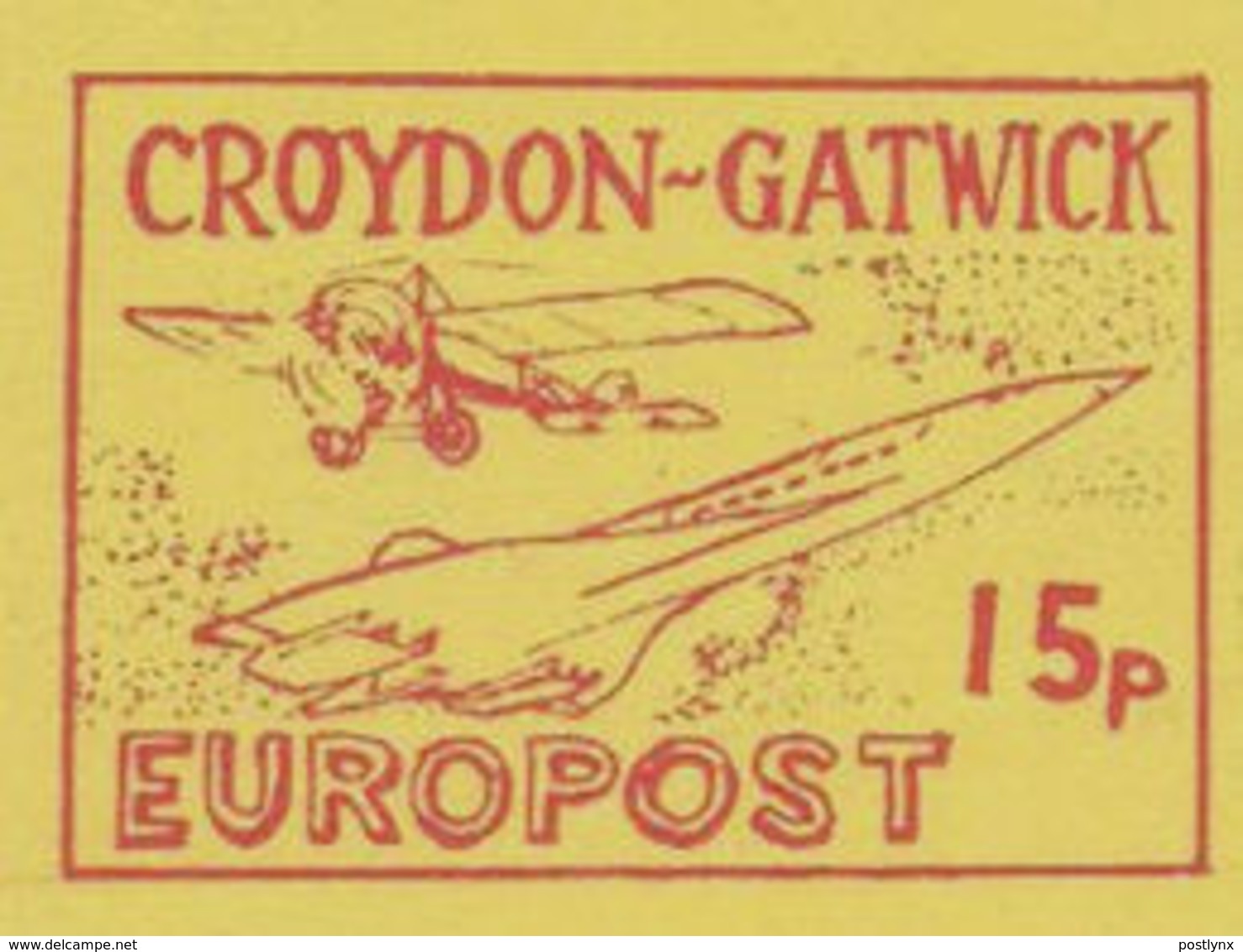 GREAT BRITAIN-Croydon Gatwick 1971 Aeroplane Concorde 15p #1 Large PROOF Yellow Paper - Local Issues