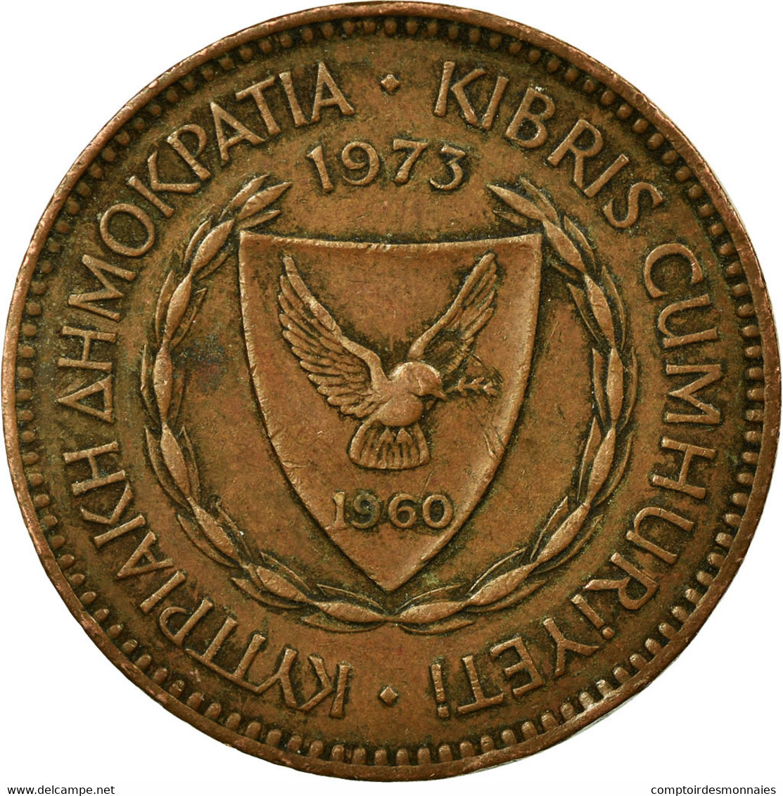 Monnaie, Chypre, 5 Mils, 1973, TB+, Bronze, KM:39 - Zypern