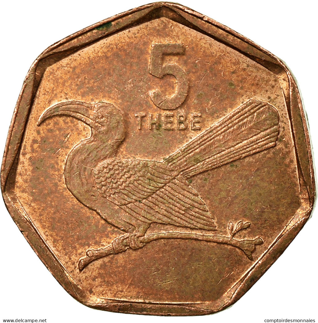 Monnaie, Botswana, 5 Thebe, 2002, British Royal Mint, TB, Copper Plated Steel - Botswana
