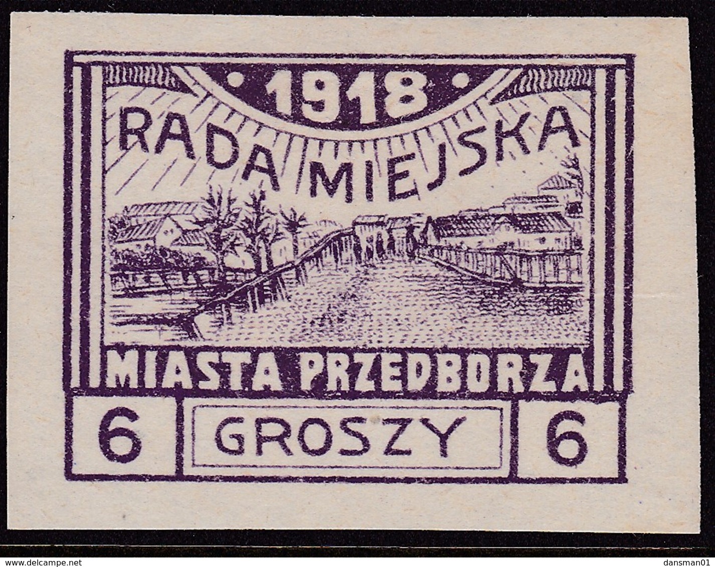 POLAND Przedborz Local 1918 Fi 9A Mint Hinged Type 2 - Autres & Non Classés