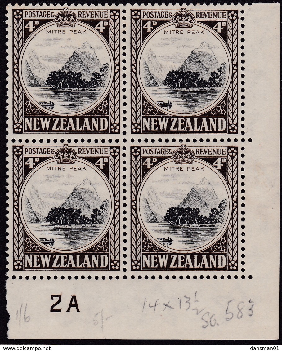 New Zealand 1936 SG 583 P.14x13.5 Mint Never Hinged Plate 2A - Neufs