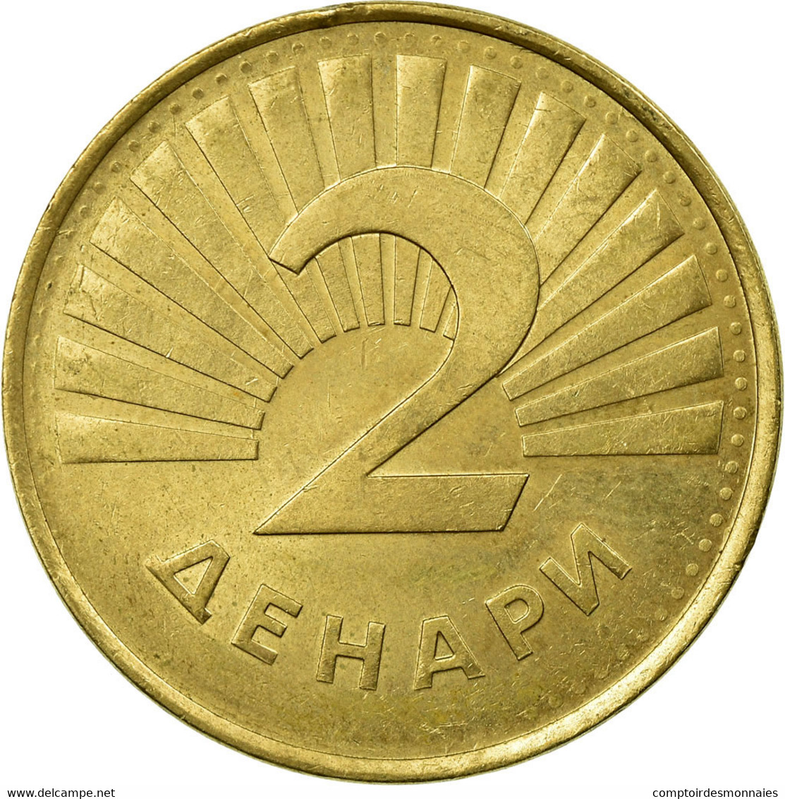 Monnaie, Macédoine, 2 Denari, 2014, TB+, Laiton - Macedonia Del Norte