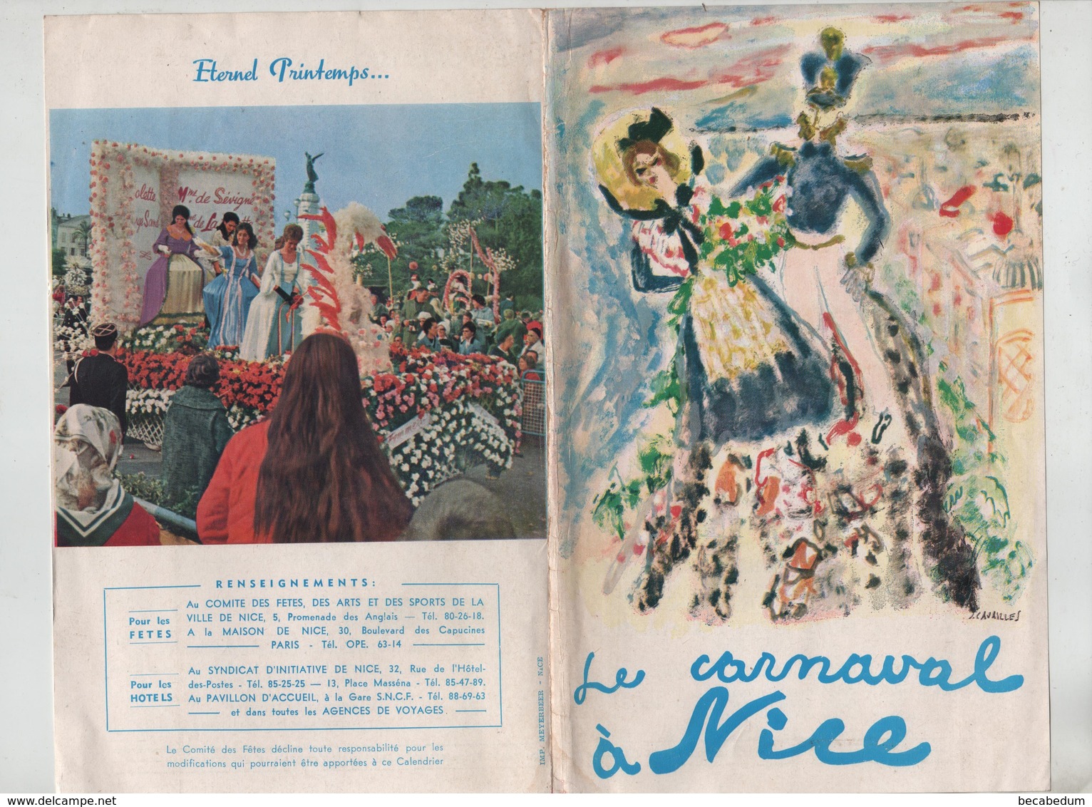 Carnaval De Nice Comité Des Fêtes Des Arts Et Des Sports Programme 1964 1965 - Ohne Zuordnung