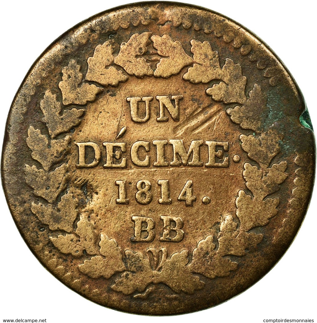 Monnaie, France, Napoléon I, Decime, 1814, Strasbourg, TB, Bronze, KM:700 - Autres & Non Classés