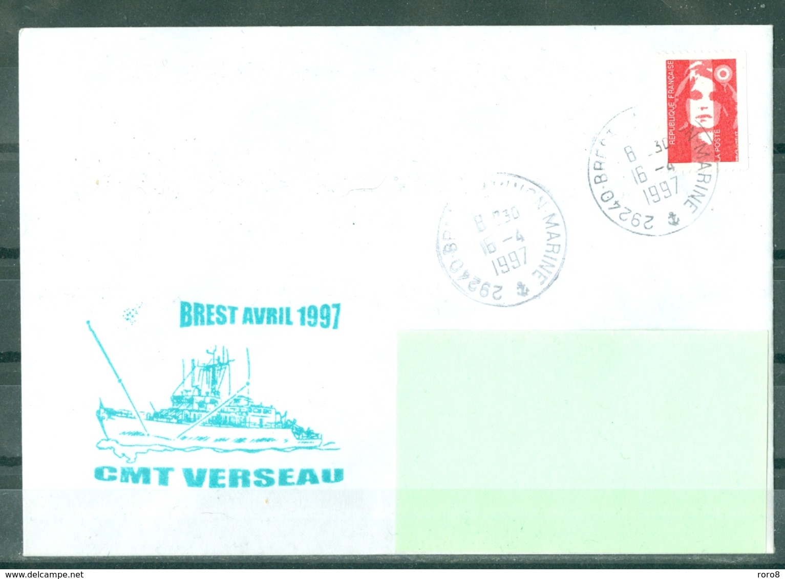 MARCOPHILIE - CMT VERSEAU BREST AVRIL 1997 Cachet BREST MARINE Du 16 - 4 - 1997 - Poste Navale