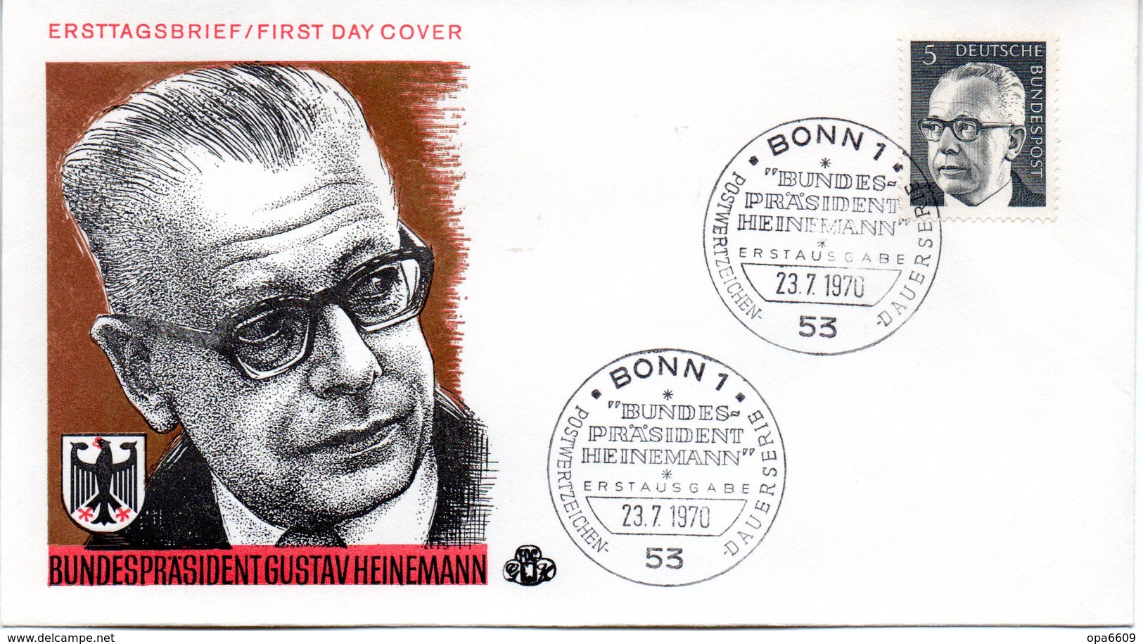 BRD Schmuck-FDC Freimarken "Bundespräsident Gustav Heinemann", Mi. 635 ESSt 23.7.1971 BONN 1 - Altri & Non Classificati