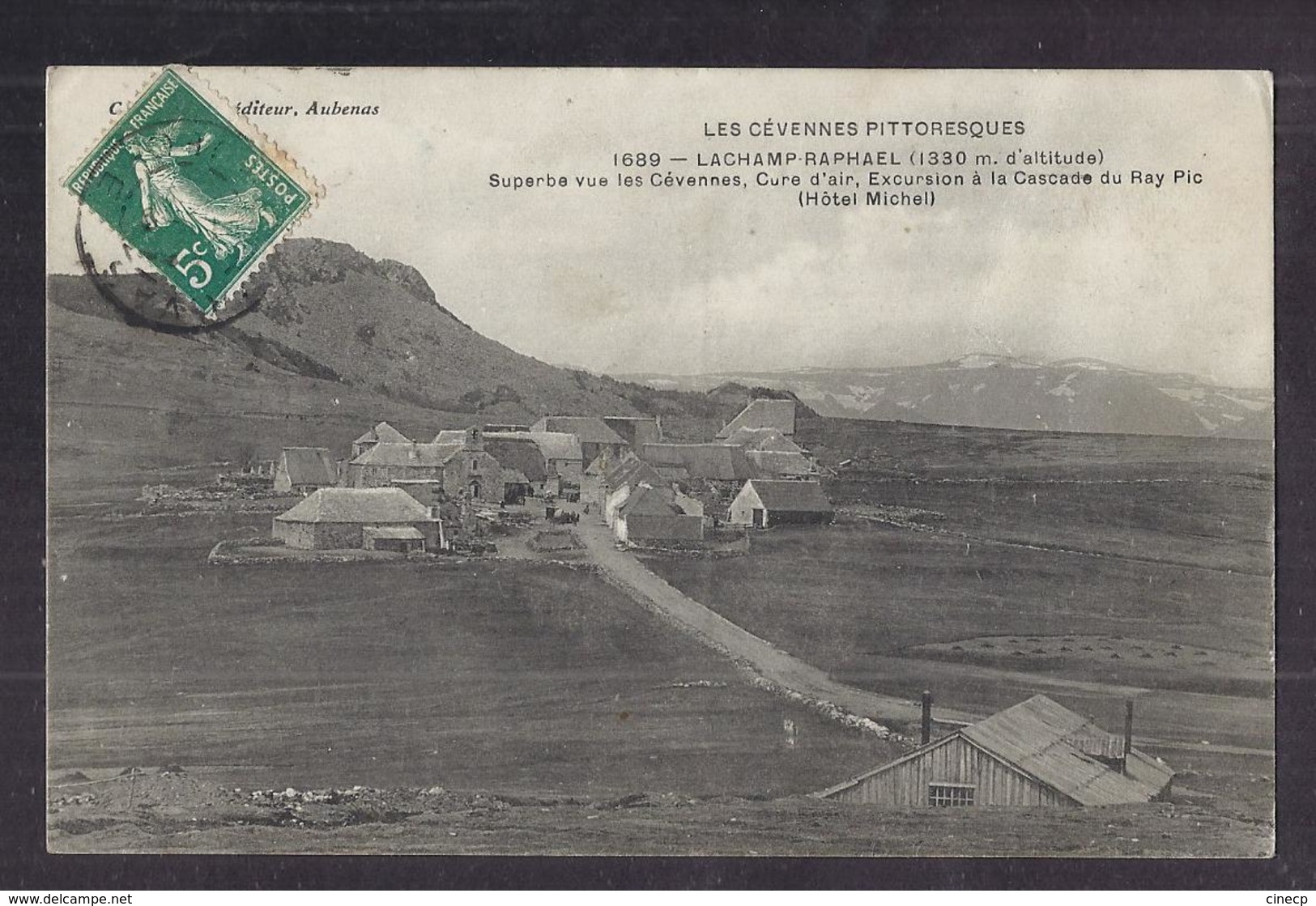 CPA 07 - LACHAMP RAPHAEL - Très Jolie Vue Générale Du Village Et Du Centre - Les Cévennes + Excursion à La Cascade - Autres & Non Classés